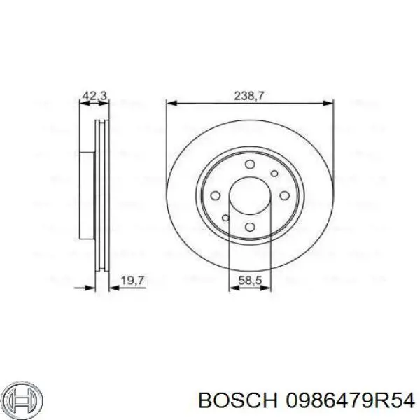 0986479R54 Bosch диск тормозной передний