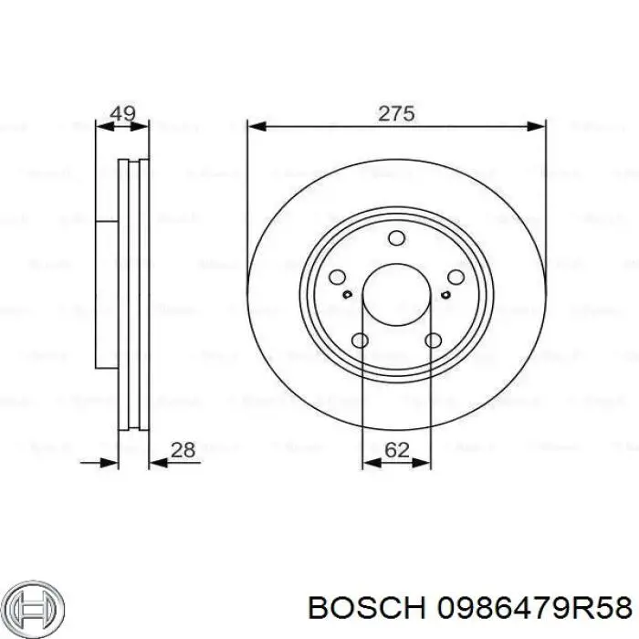 0986479R58 Bosch диск тормозной передний
