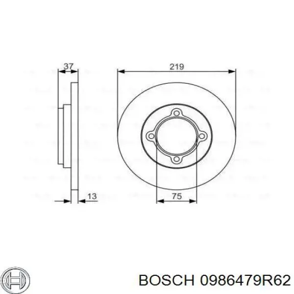 Передние тормозные диски 0986479R62 Bosch