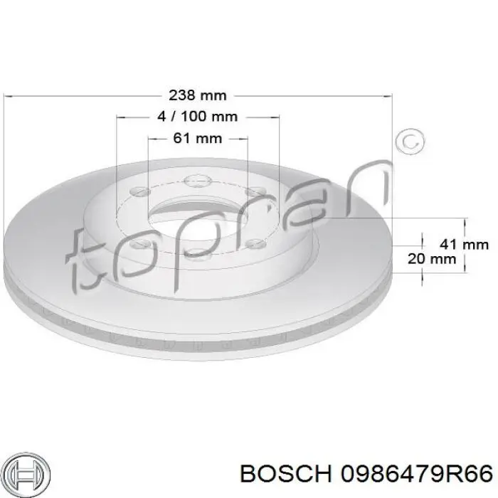 Купить 0986479R66 Bosch Ротор тормозной