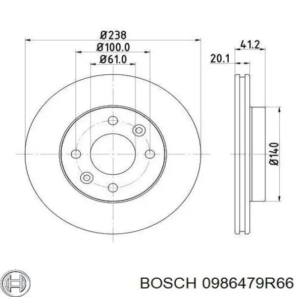 0986479R66 Bosch Диск тормозной передний