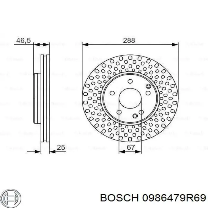 0986479R69 Bosch диск тормозной передний