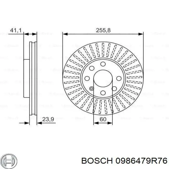 0986479R76 Bosch диск тормозной передний