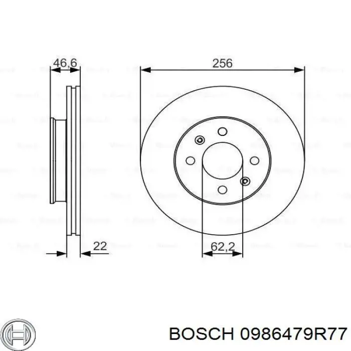0986479R77 Bosch диск тормозной передний