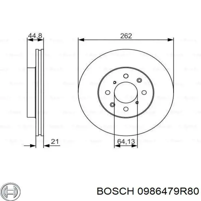 0986479R80 Bosch диск тормозной передний