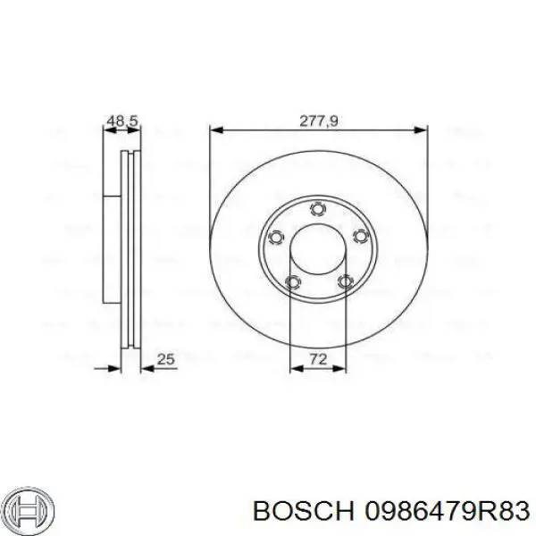 Купить 0986479R83 Bosch Ротор тормозной