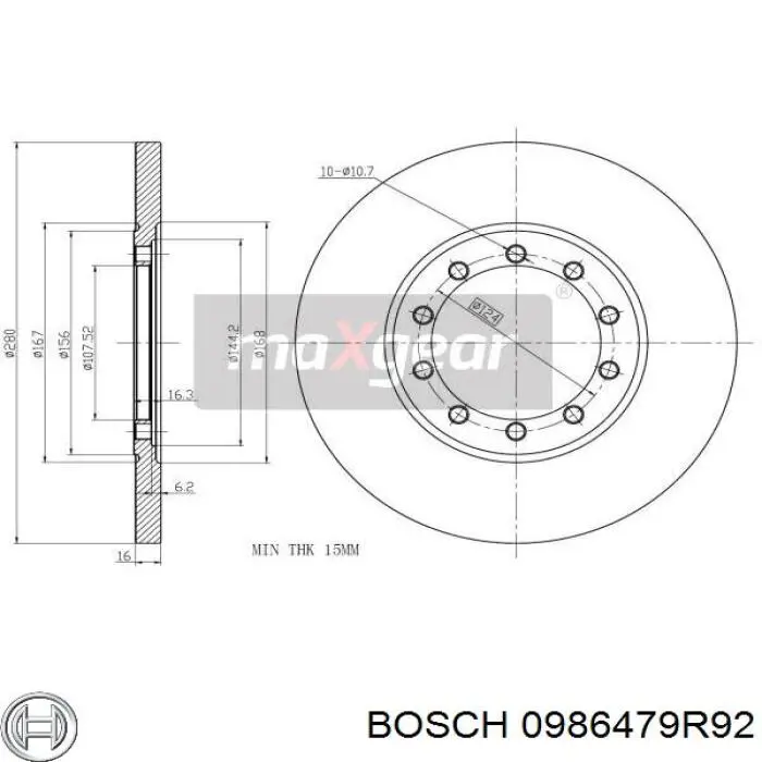 Купить 0986479R92 Bosch Диск тормозной задний