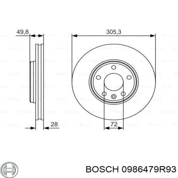 0986479R93 Bosch диск тормозной передний