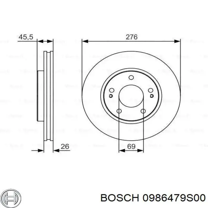 Передние тормозные диски 0986479S00 Bosch