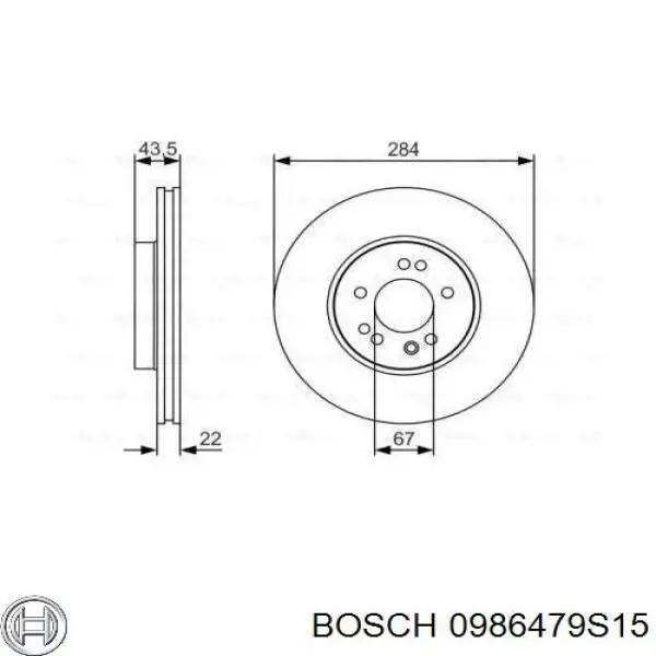 0986479S15 Bosch диск тормозной передний