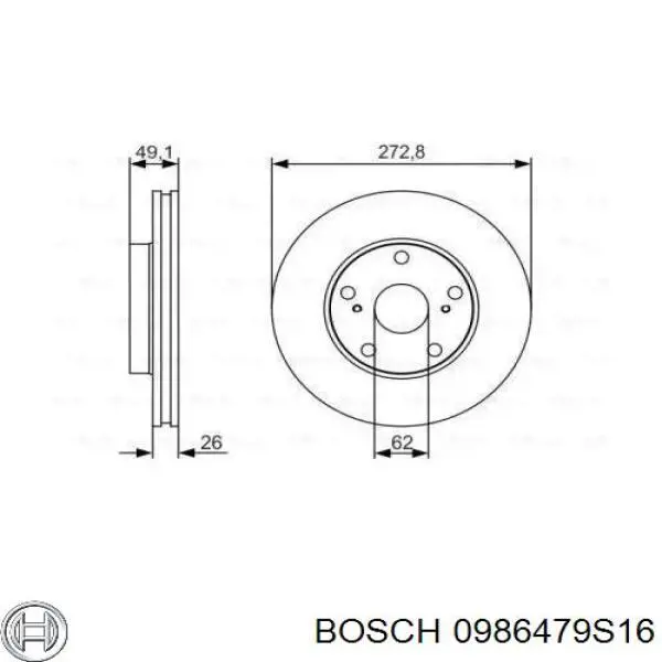 0986479S16 Bosch диск тормозной передний