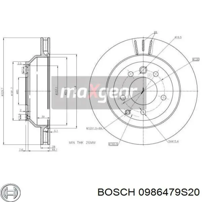 Тормозные диски 0986479S20 Bosch