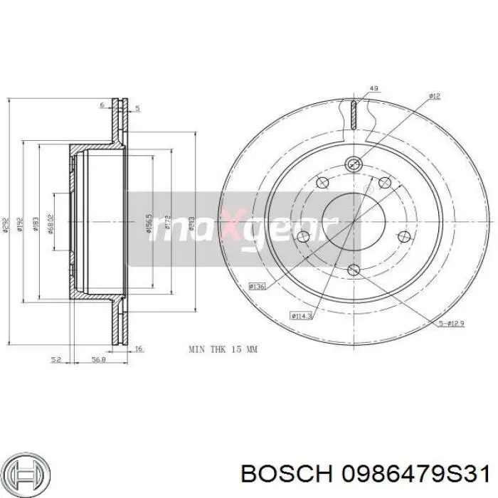 0986479S31 Bosch Дисковый тормоз