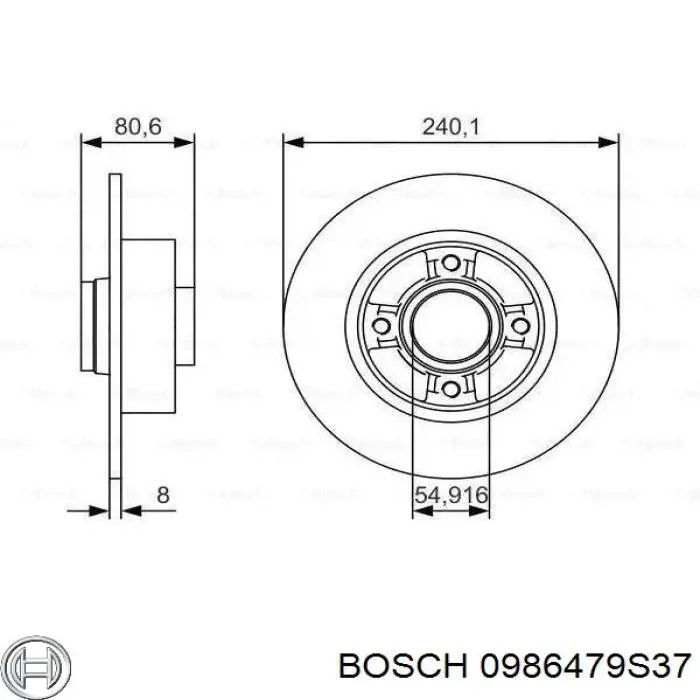 0986479S37 Bosch диск тормозной задний