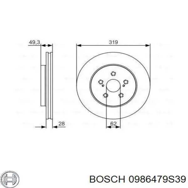 Передние тормозные диски 0986479S39 Bosch