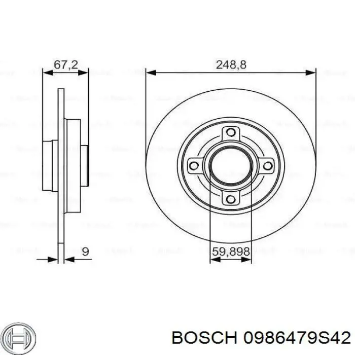 0986479S42 Bosch диск тормозной задний