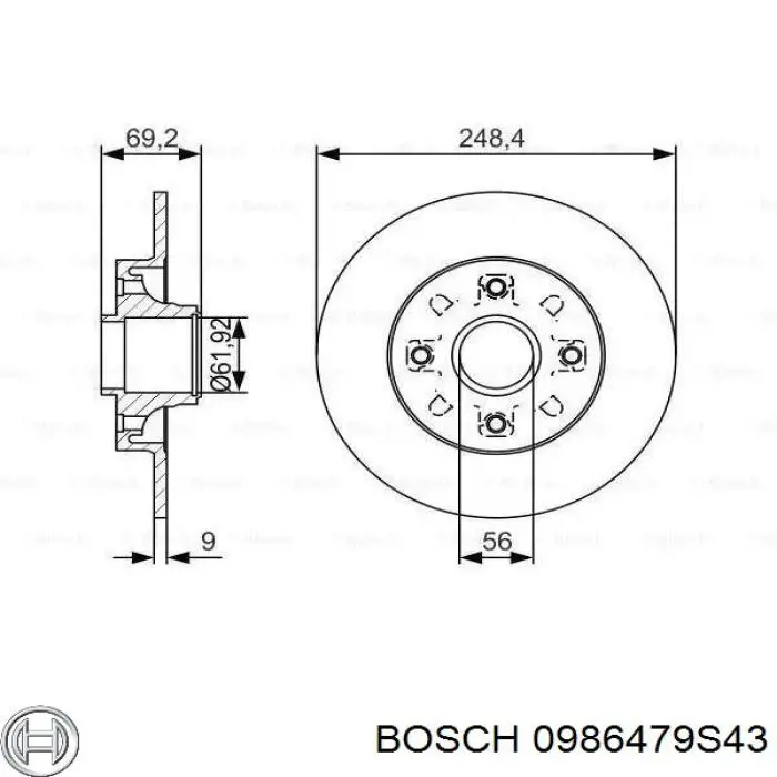 0986479S43 Bosch диск тормозной задний