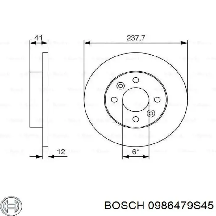 0986479S45 Bosch диск тормозной передний