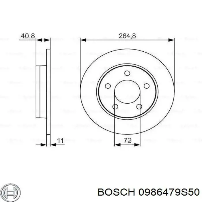 0986479S50 Bosch диск тормозной задний