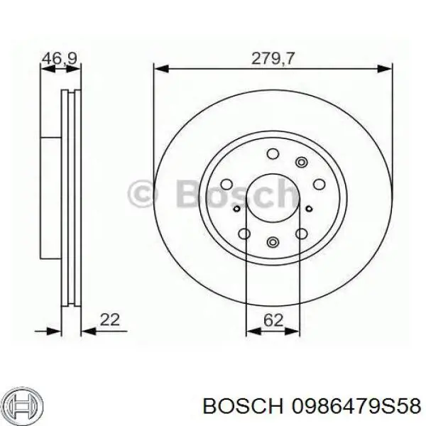 Freno de disco delantero 0986479S58 Bosch