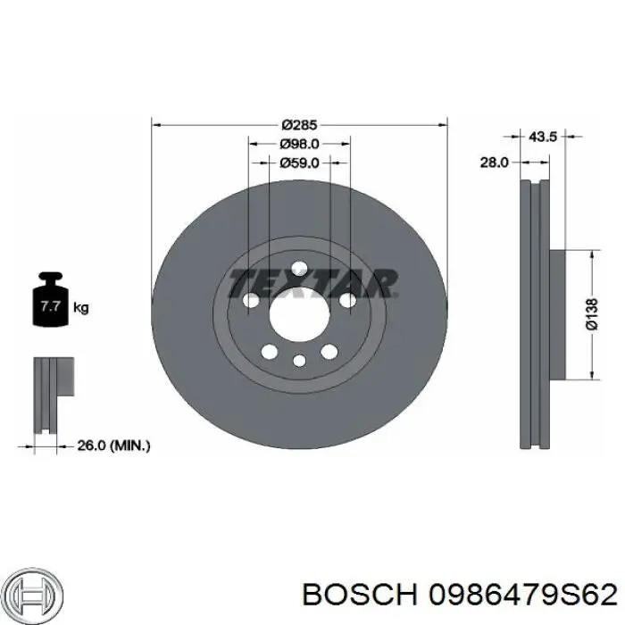 Disco do freio dianteiro Bosch 0986479S62 preço, a partir de 79,37 USD