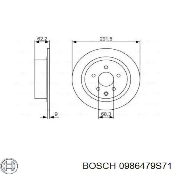 0986479S71 Bosch диск тормозной задний