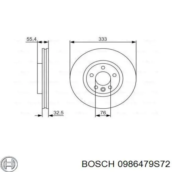 0986479S72 Bosch диск тормозной передний