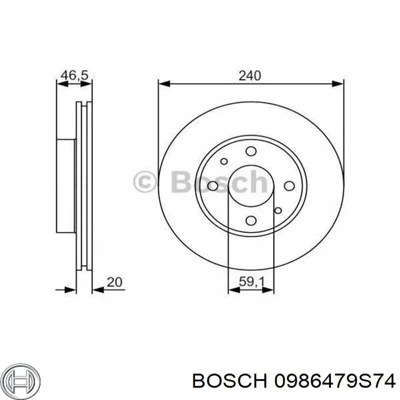 Передние тормозные диски 0986479S74 Bosch