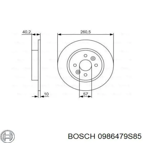 0986479S85 Bosch диск тормозной задний