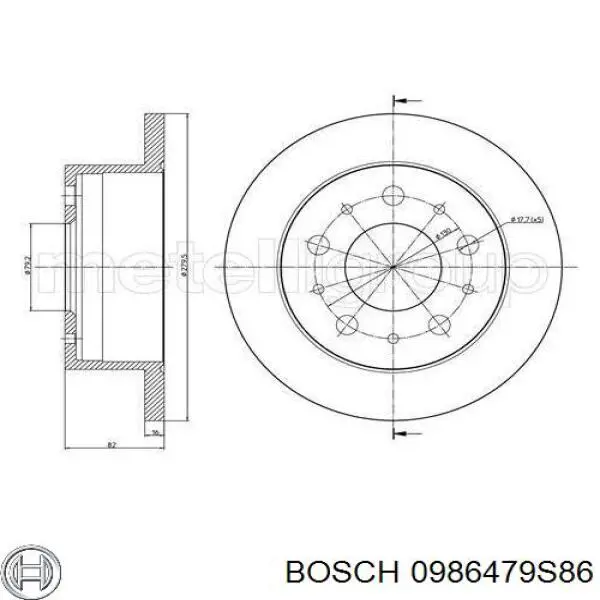 0986479S86 Bosch диск тормозной задний