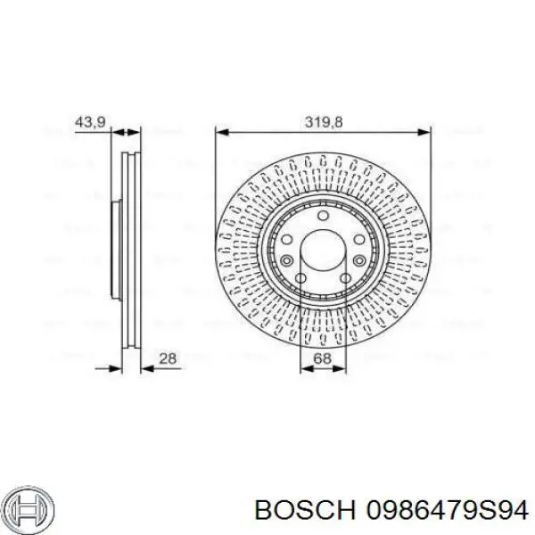 Передние тормозные диски 0986479S94 Bosch