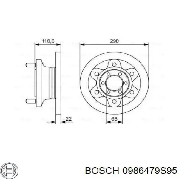 0986479S95 Bosch диск тормозной передний