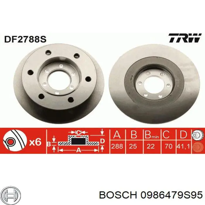 Тормоз дисковый передний Bosch 0986479S95 цена, от 3561.25 UAH