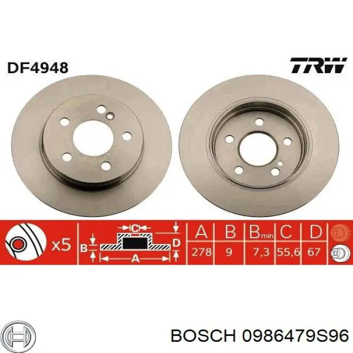 0986479S96 Bosch тормозные диски
