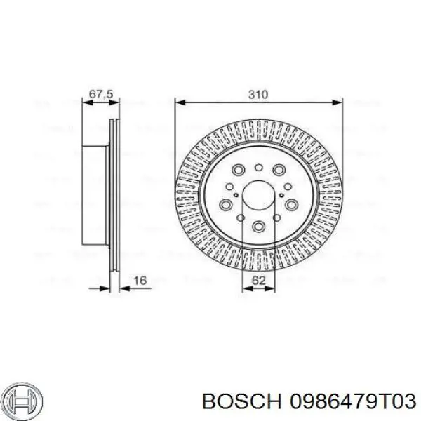 Тормозные диски 0986479T03 Bosch