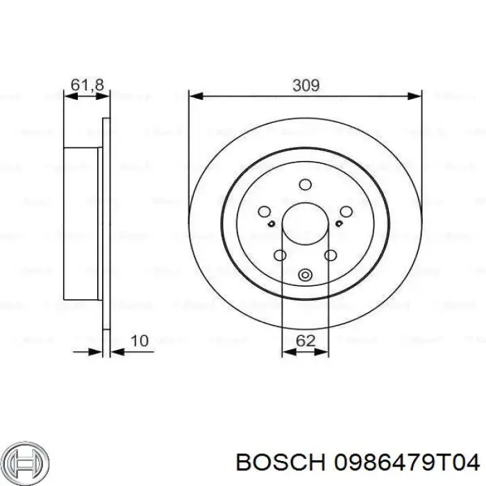 0986479T04 Bosch диск тормозной задний