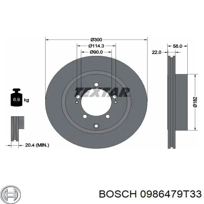 Тормоз дисковый передний Bosch 0986479T33 цена, от 53.48 USD
