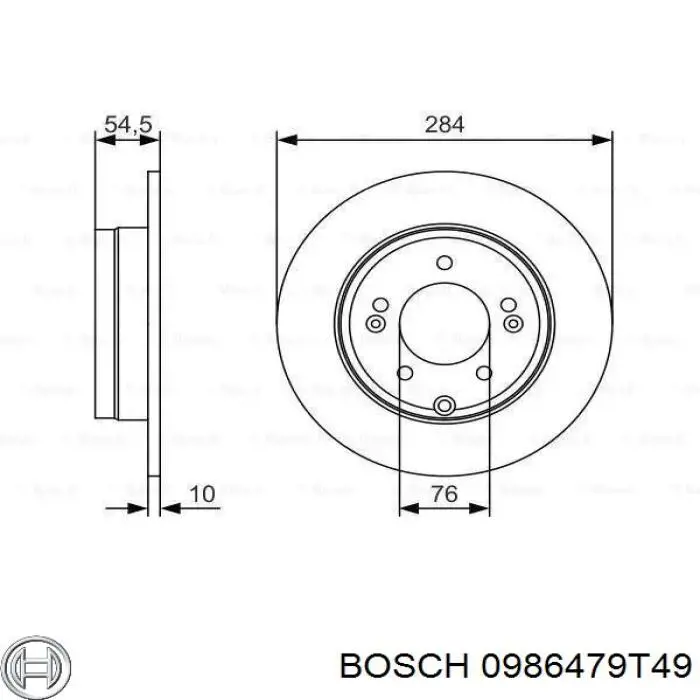 0986479T49 Bosch диск тормозной задний