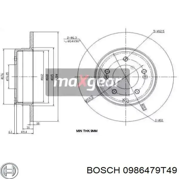 Купить 0986479T49 Bosch Диск тормозной задний