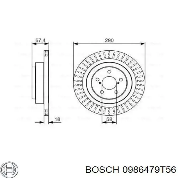 0986479T56 Bosch диск тормозной задний