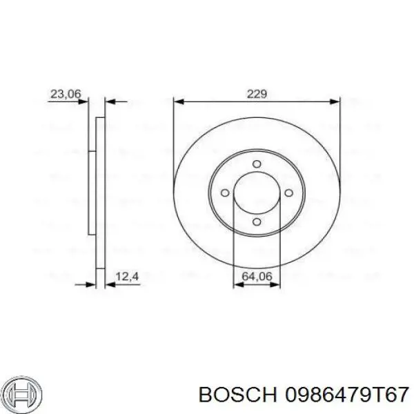 Передние тормозные диски 0986479T67 Bosch