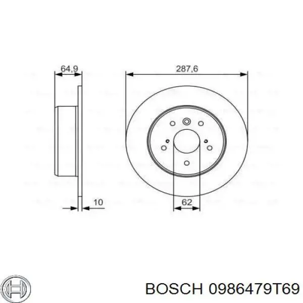 0986479T69 Bosch диск тормозной задний
