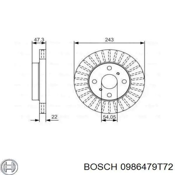 Передние тормозные диски 0986479T72 Bosch