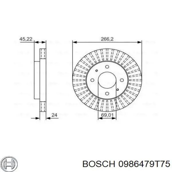 Передние тормозные диски 0986479T75 Bosch