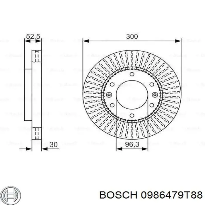 0986479T88 Bosch диск тормозной передний