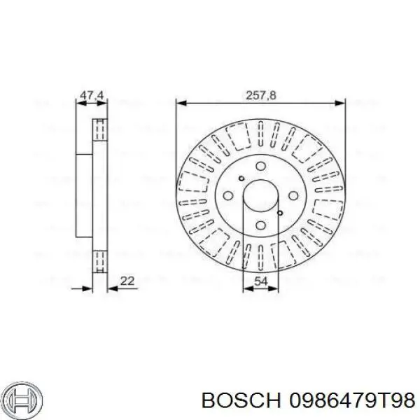 Передние тормозные диски 0986479T98 Bosch