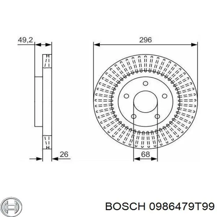 0986479T99 Bosch disco do freio dianteiro