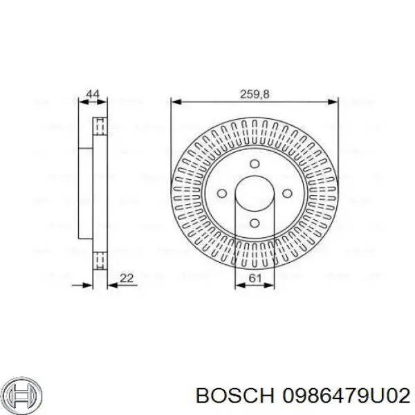 Передние тормозные диски 0986479U02 Bosch