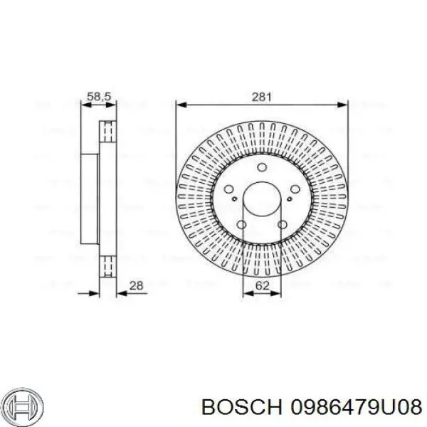 0986479U08 Bosch disco do freio dianteiro