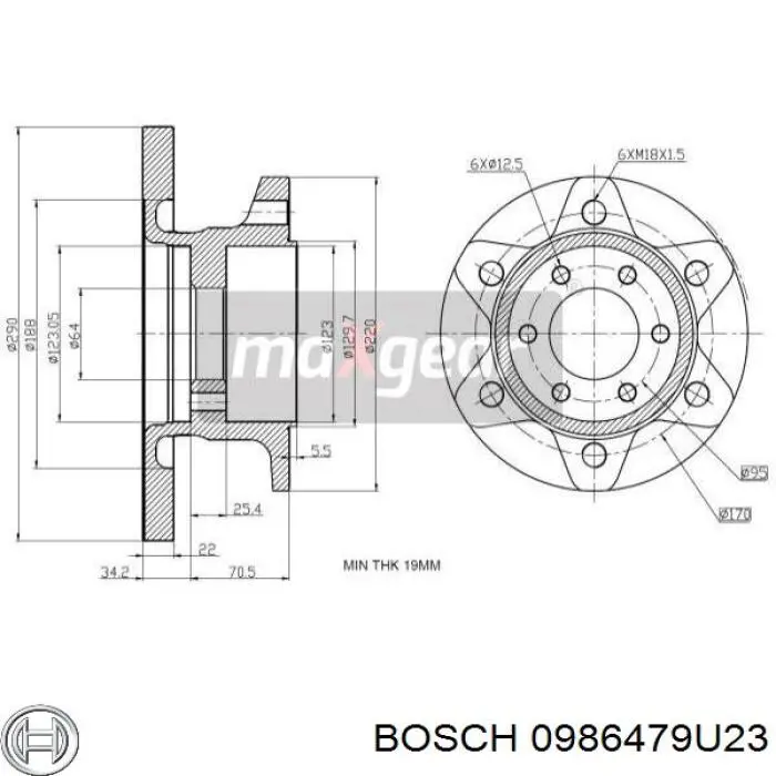 Передние тормозные диски 0986479U23 Bosch